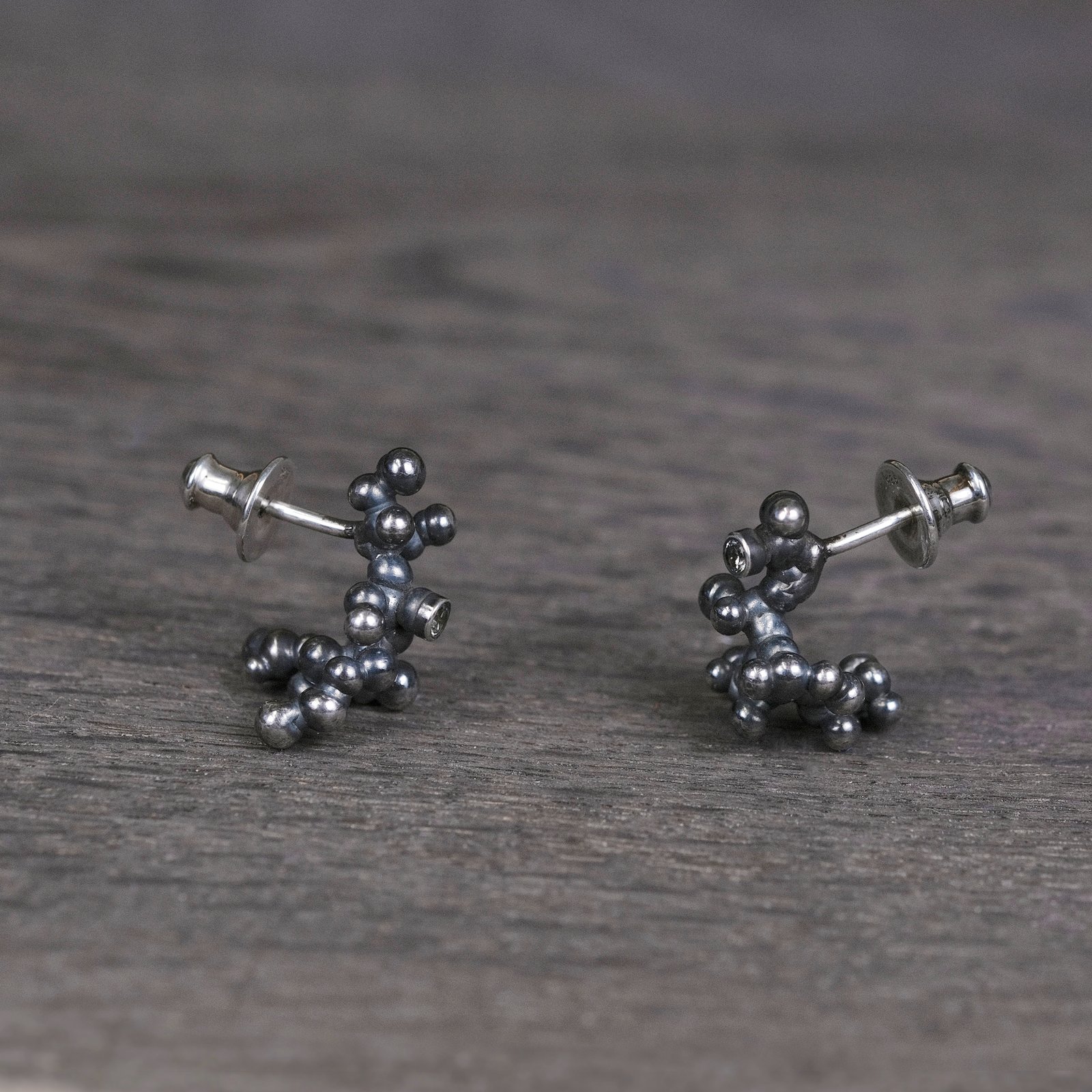 Silver Earrings "Colony" with Pale Green Sapphires - Image 2