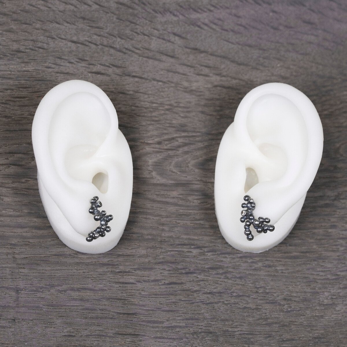 Silver Earrings "Colony" with Pale Green Sapphires - Image 3