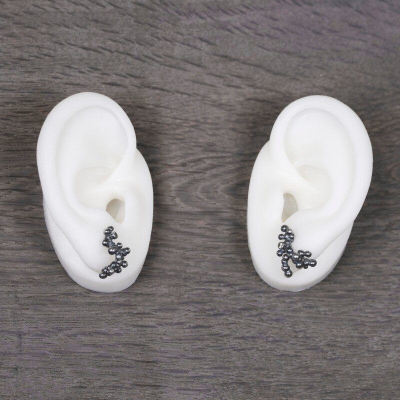 Silver Earrings "Colony" with Pale Green Sapphires - Image 3