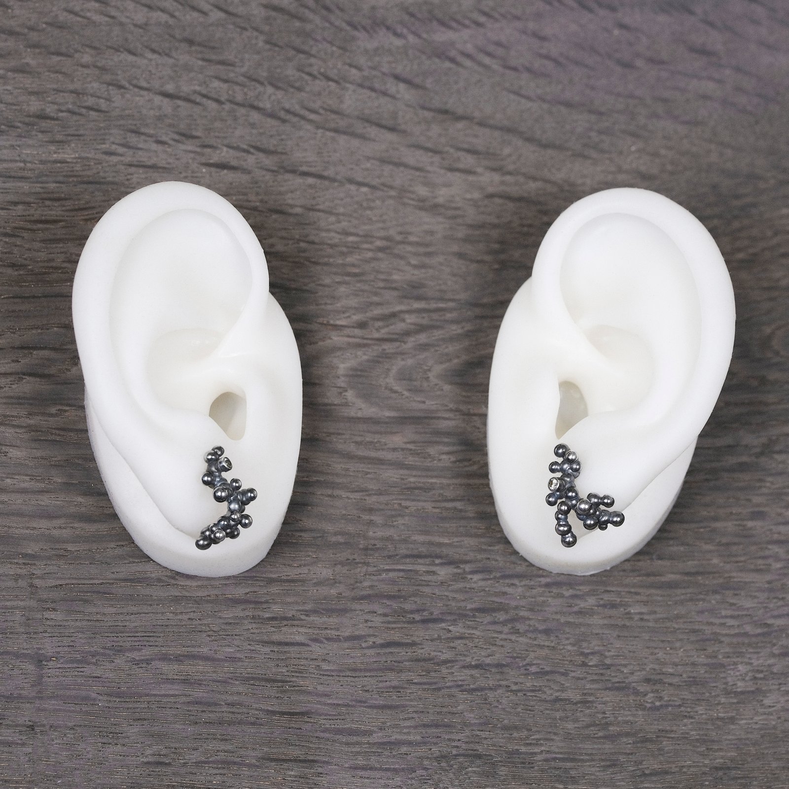 Silver Earrings "Colony" with Pale Green Sapphires - Image 3