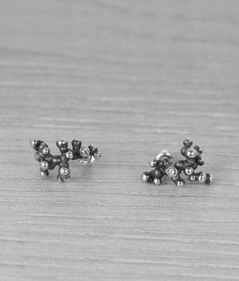 "Colony" Silver Earrings with Pale Green Sapphires