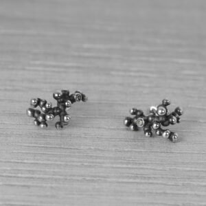 "Colony" Silver Earrings with Pale Green Sapphires - Image 2