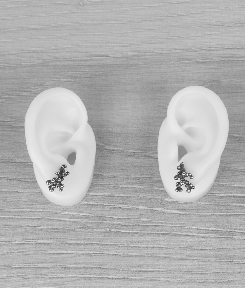 "Colony" Silver Earrings with Pale Green Sapphires - Image 5