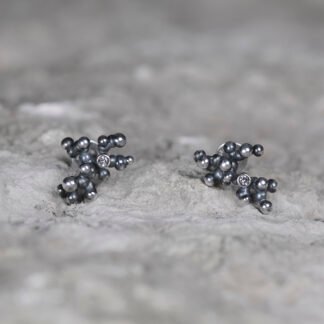 Silver Earrings "Tiny Potatoes" with Pale Green Sapphires