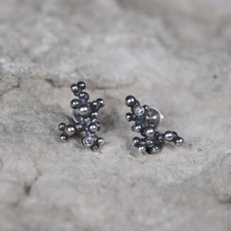 Silver Earrings "Tiny Potatoes" with Pale Green Sapphires