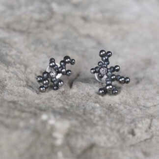 Silver Earrings "Tiny Potatoes" with Pale Green Sapphires