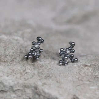 Silver Earrings "Tiny Potatoes" with Pale Green Sapphires