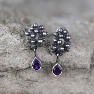 Silver Earrings "Tiny Potatoes" with Amethysts