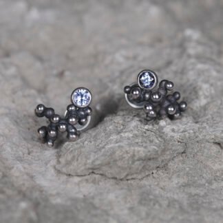 Silver Earrings "Tiny Potatoes" with Tanzanites