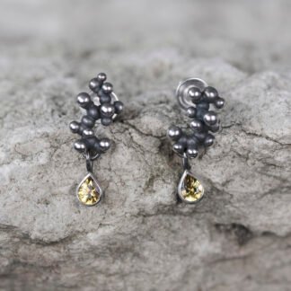 Silver Earrings "Tiny Potatoes" with Yellow Sapphires