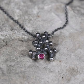 Silver Necklace "Tiny Potatoes" with Tourmaline