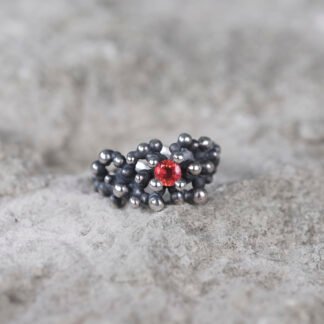Silver Ring "Tiny Potatoes" with Orange Sapphire