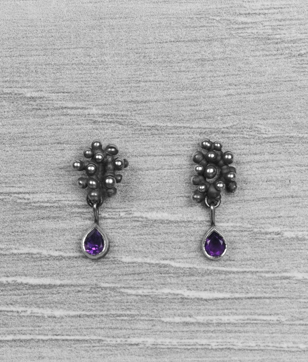 "Colony" Silver Earrings with Amethysts - Image 2