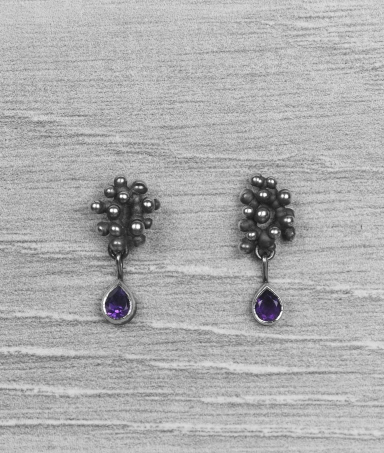 "Colony" Silver Earrings with Amethysts