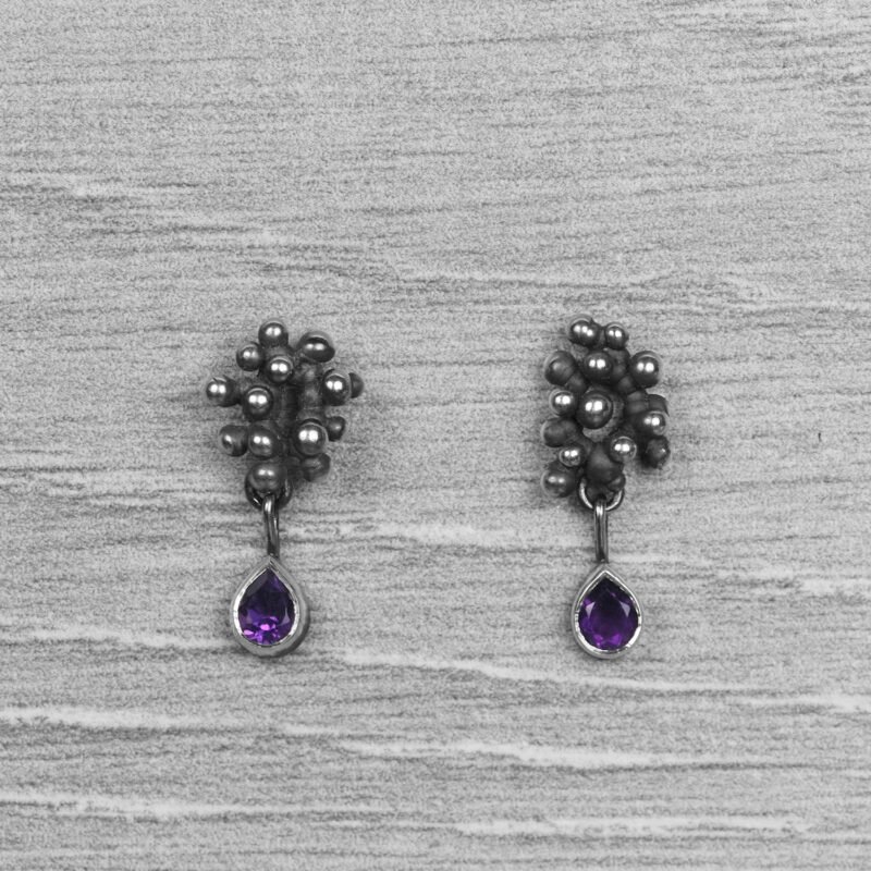 "Colony" Silver Earrings with Amethysts - Image 2