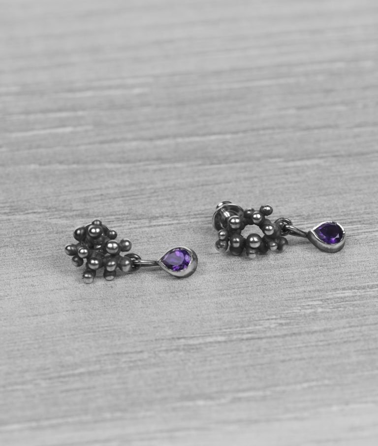 "Colony" Silver Earrings with Amethysts - Image 5