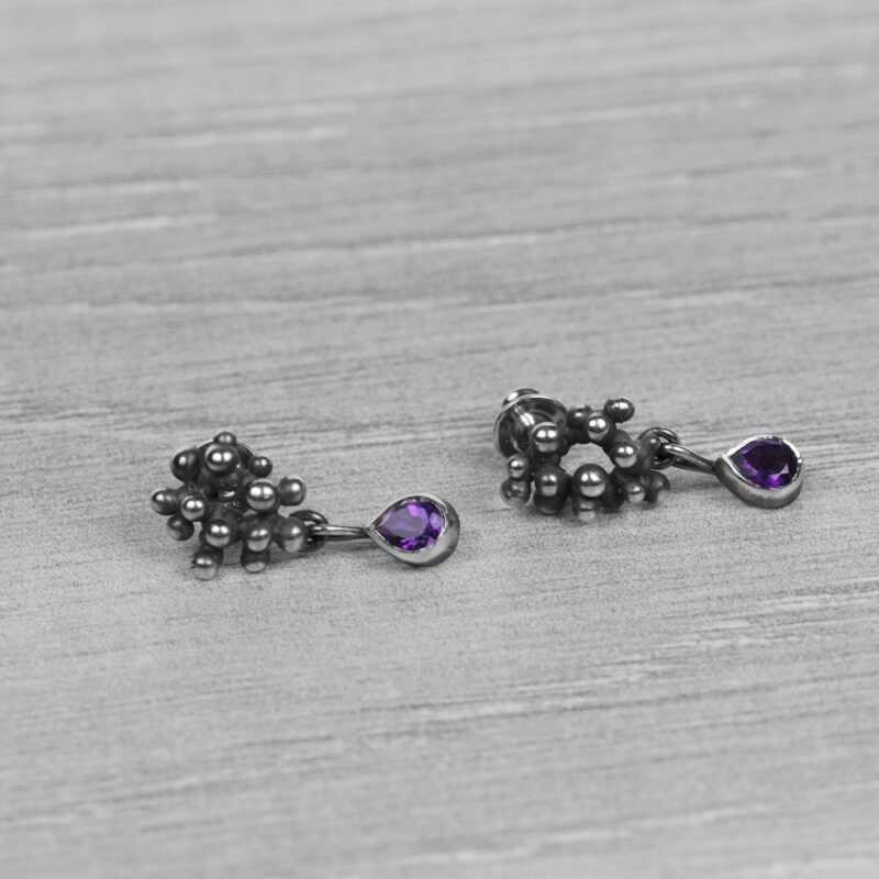 "Colony" Silver Earrings with Amethysts - Image 5