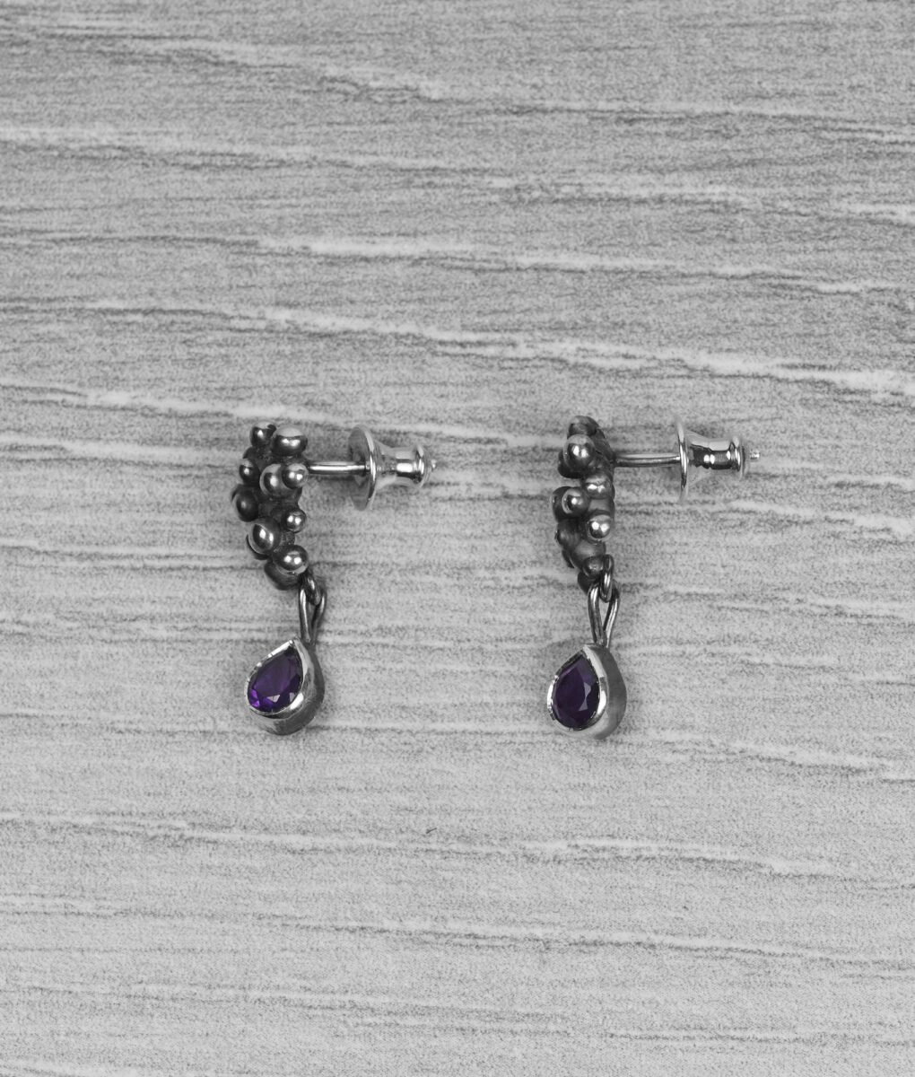 "Colony" Silver Earrings with Amethysts - Image 4