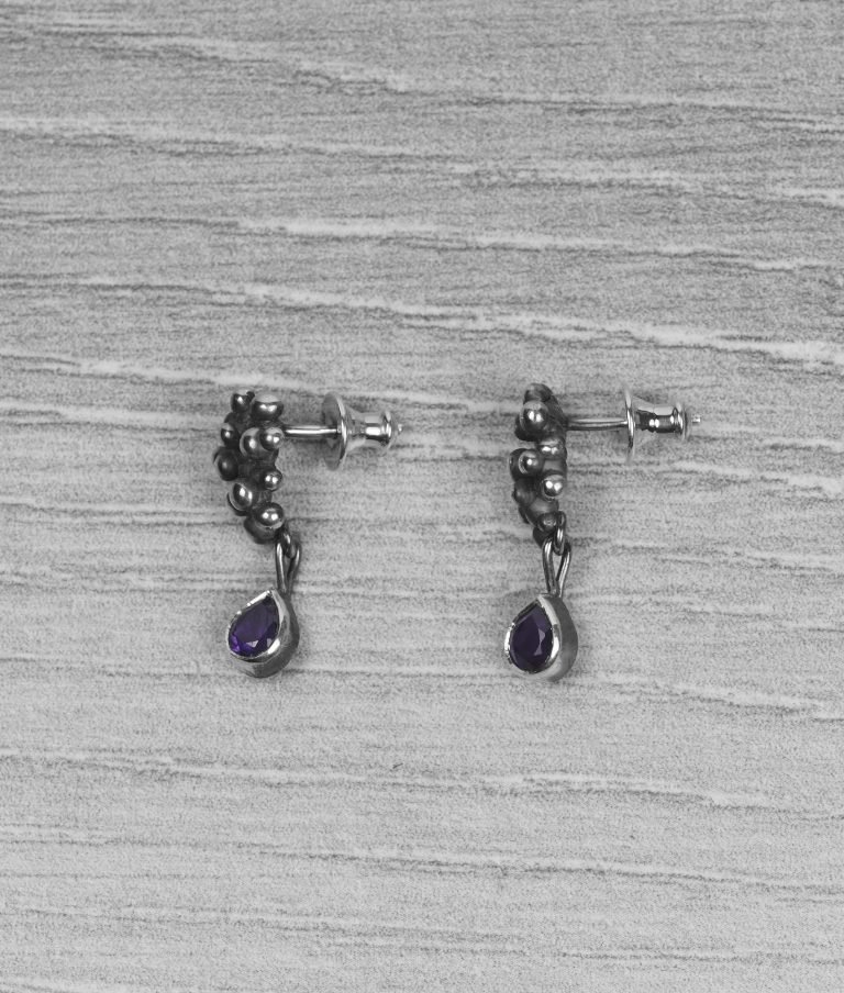 "Colony" Silver Earrings with Amethysts - Image 4