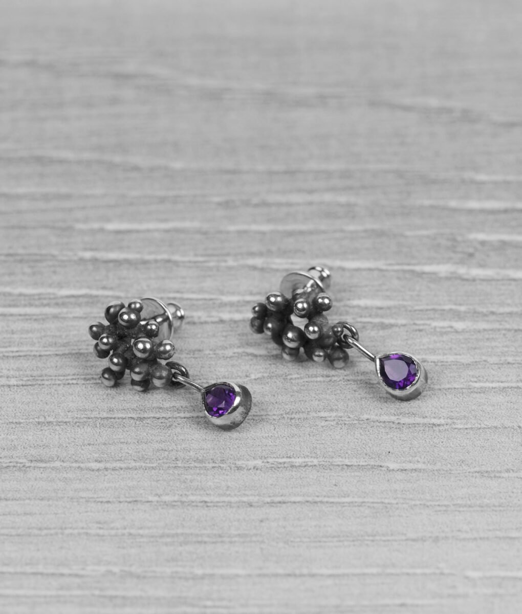 "Colony" Silver Earrings with Amethysts - Image 3