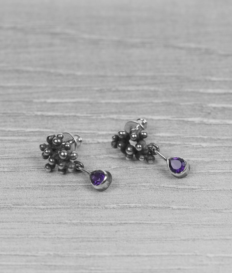 "Colony" Silver Earrings with Amethysts - Image 3