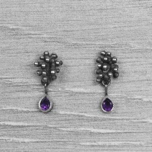 "Colony" Silver Earrings with Amethysts