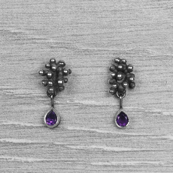 "Colony" Silver Earrings with Amethysts