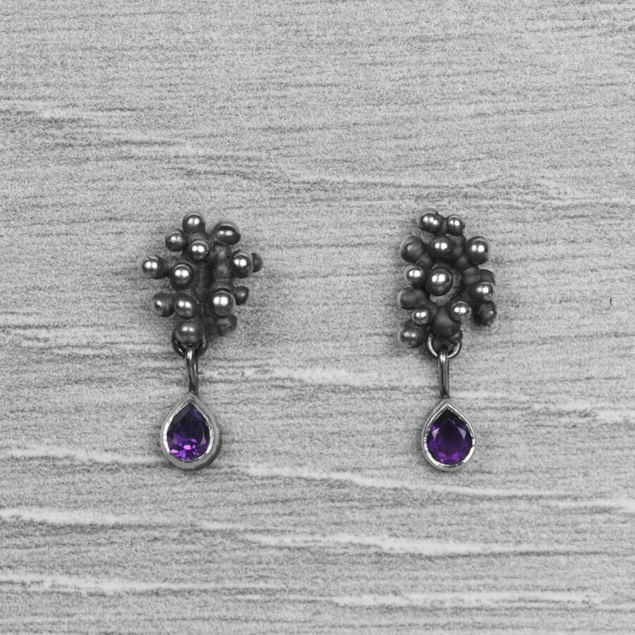 "Colony" Silver Earrings with Amethysts