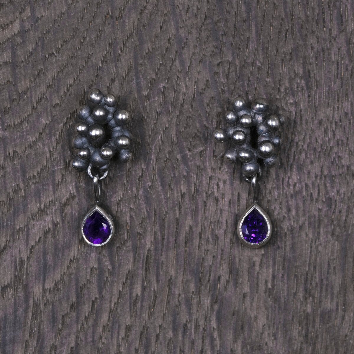 Silver Earrings "Colony" with Amethysts - Image 1