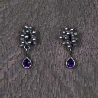 Silver Earrings "Tiny Potatoes" with Amethysts