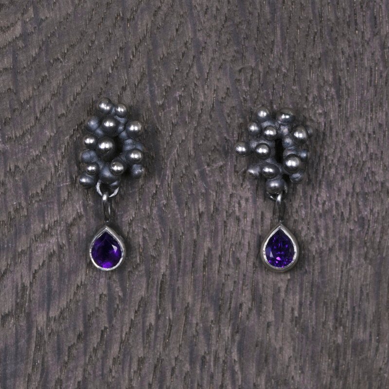 Silver Earrings "Colony" with Amethysts - Image 1