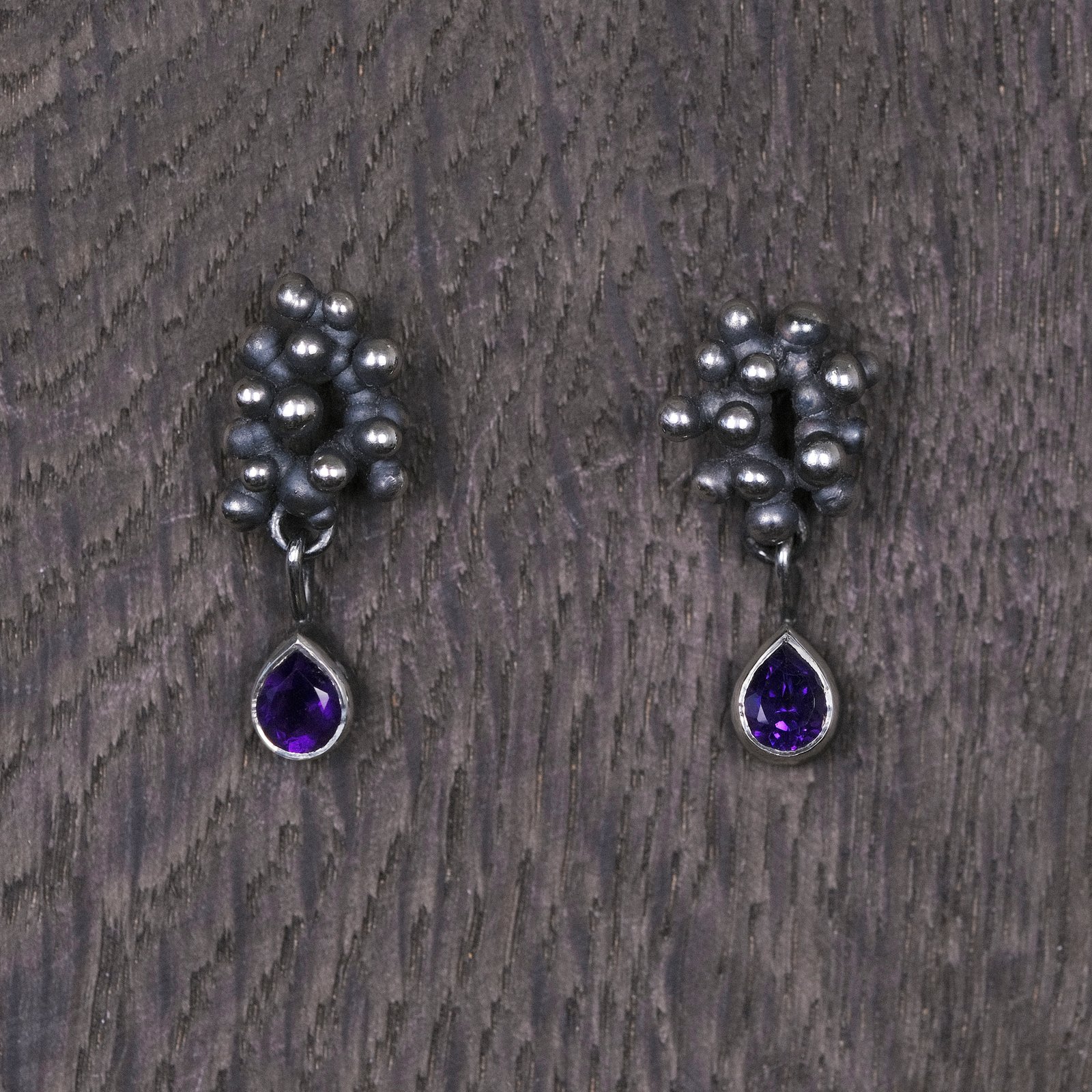 Silver Earrings "Colony" with Amethysts - Image 1