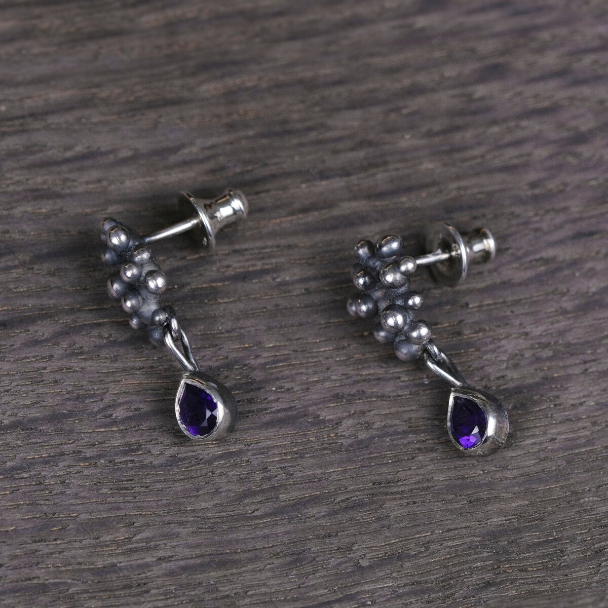Silver Earrings "Colony" with Amethysts - Image 2