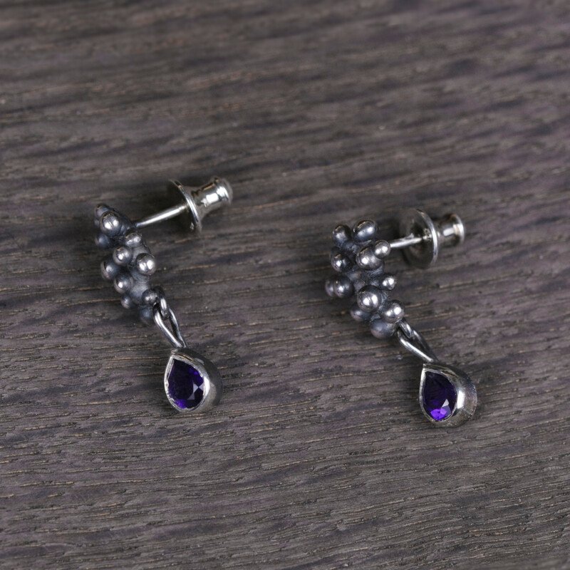 Silver Earrings "Colony" with Amethysts - Image 2