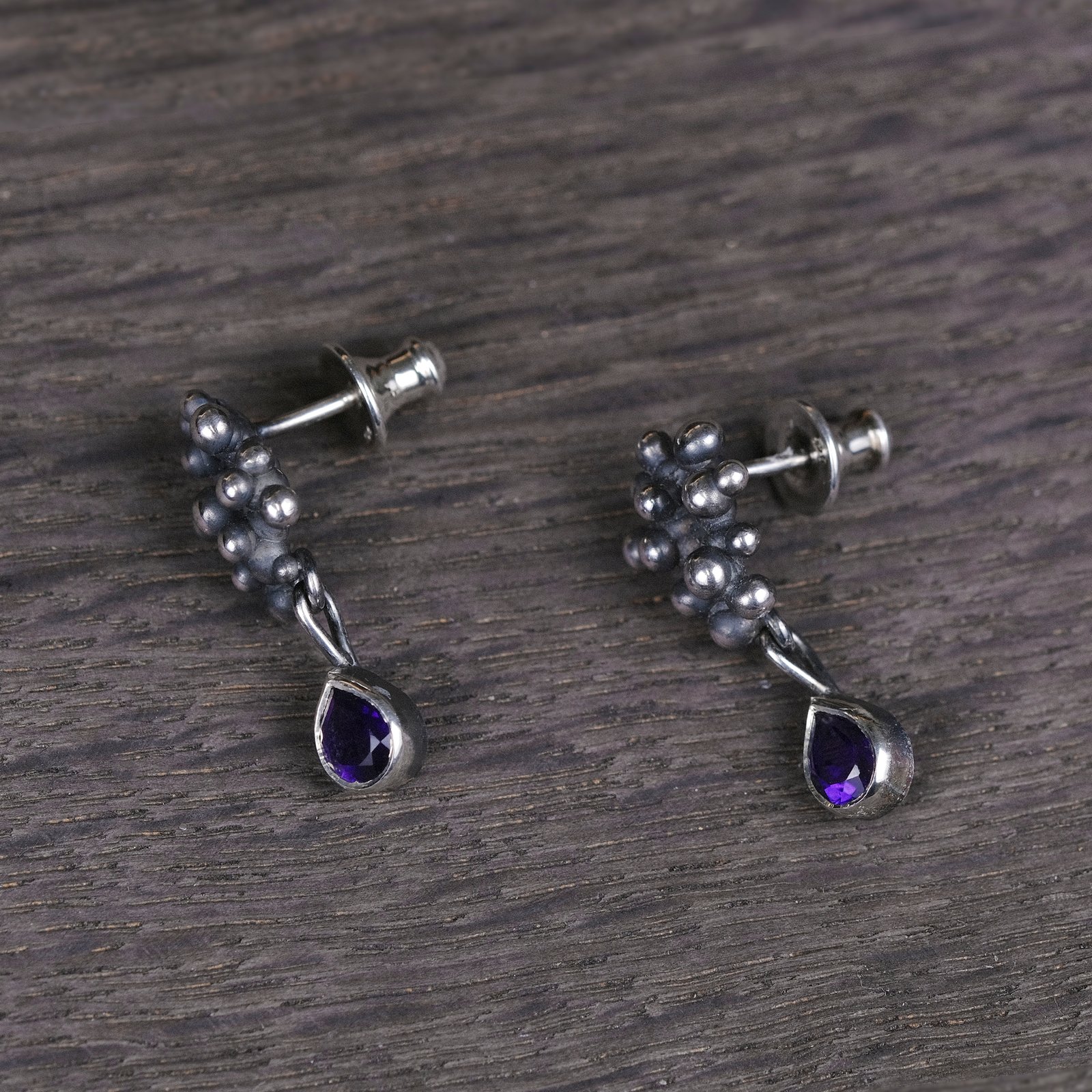 Silver Earrings "Colony" with Amethysts - Image 2