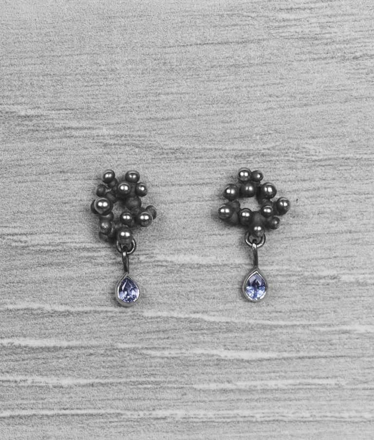 "Colony" Silver Earrings with Sapphires