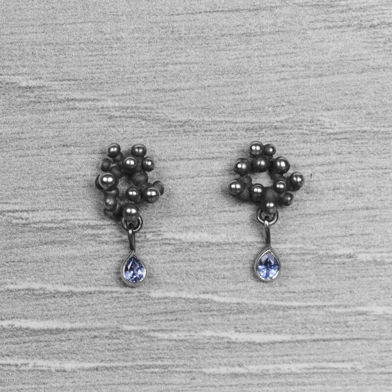 "Colony" Silver Earrings with Sapphires - Image 2