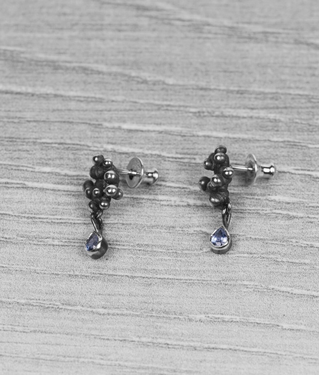 "Colony" Silver Earrings with Sapphires - Image 4