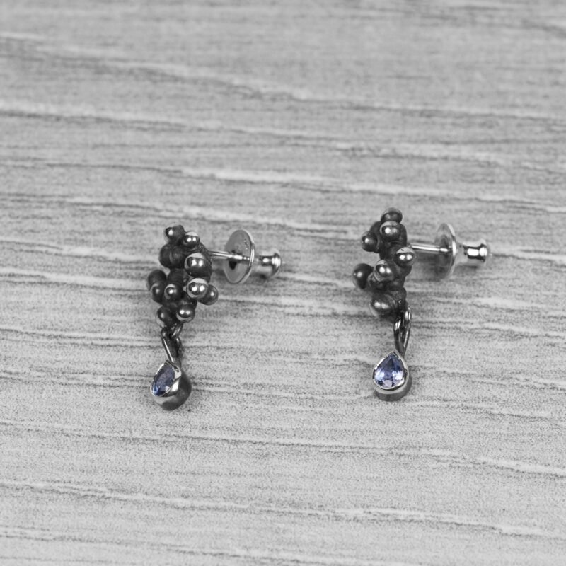 "Colony" Silver Earrings with Sapphires - Image 4