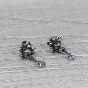 "Colony" Silver Earrings with Sapphires - Image 3