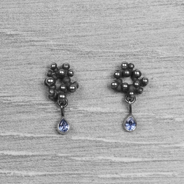 "Colony" Silver Earrings with Sapphires