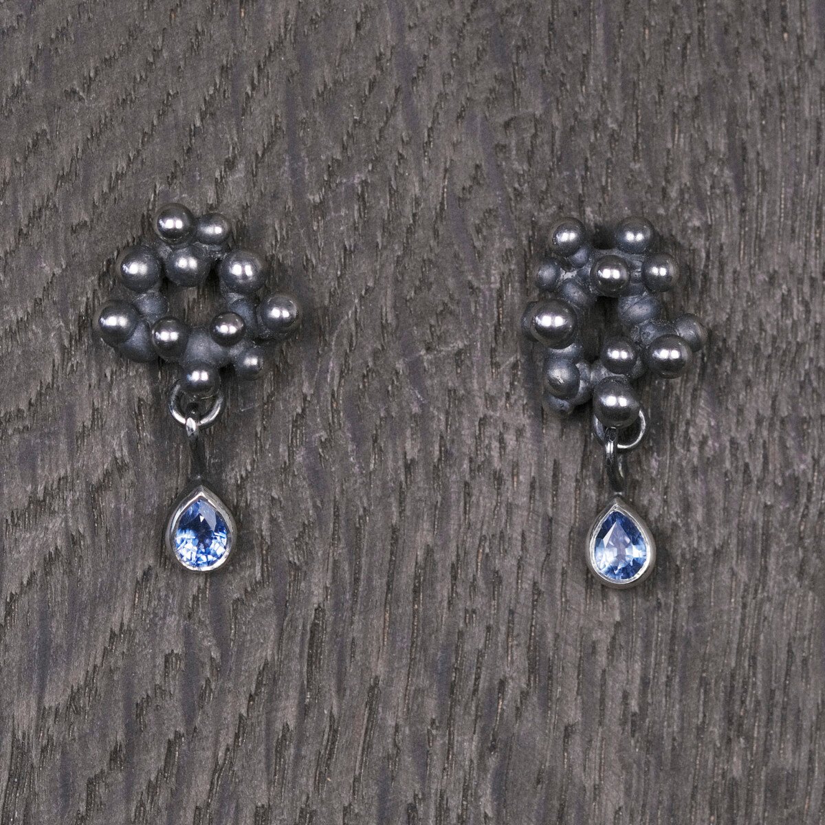Silver Earrings "Colony" with Sapphires - Image 1