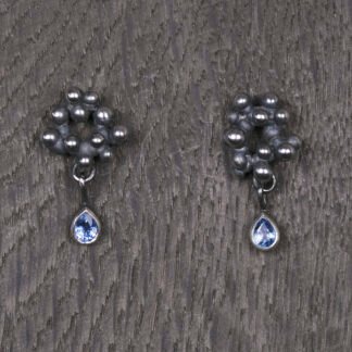 Silver Earrings "Tiny Potatoes" with Sapphires