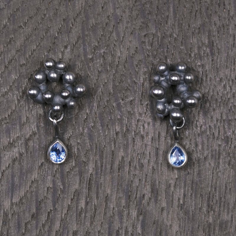 Silver Earrings "Colony" with Sapphires - Image 1