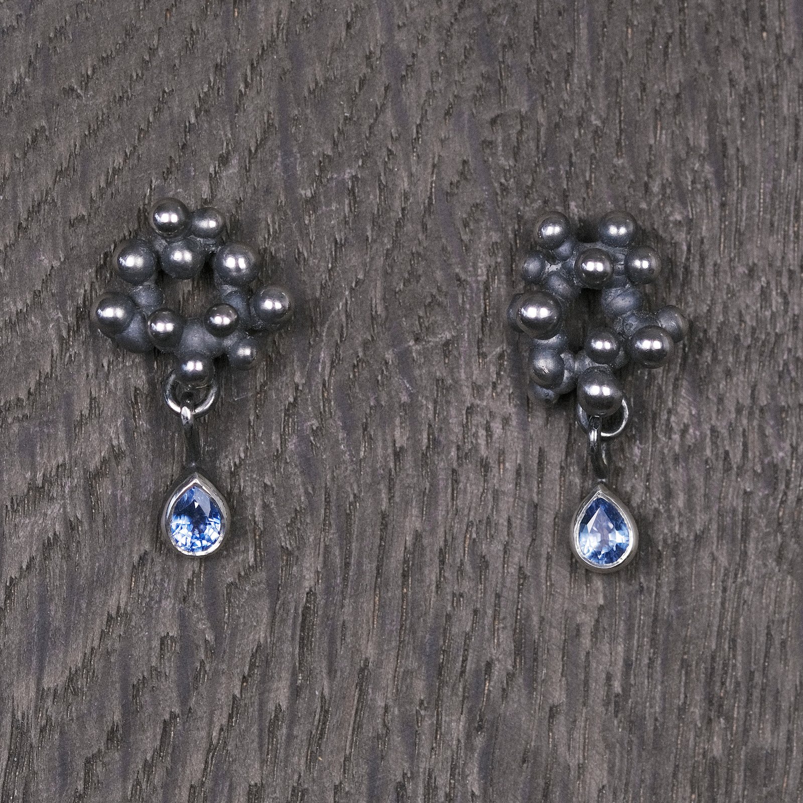 Silver Earrings "Colony" with Sapphires - Image 1