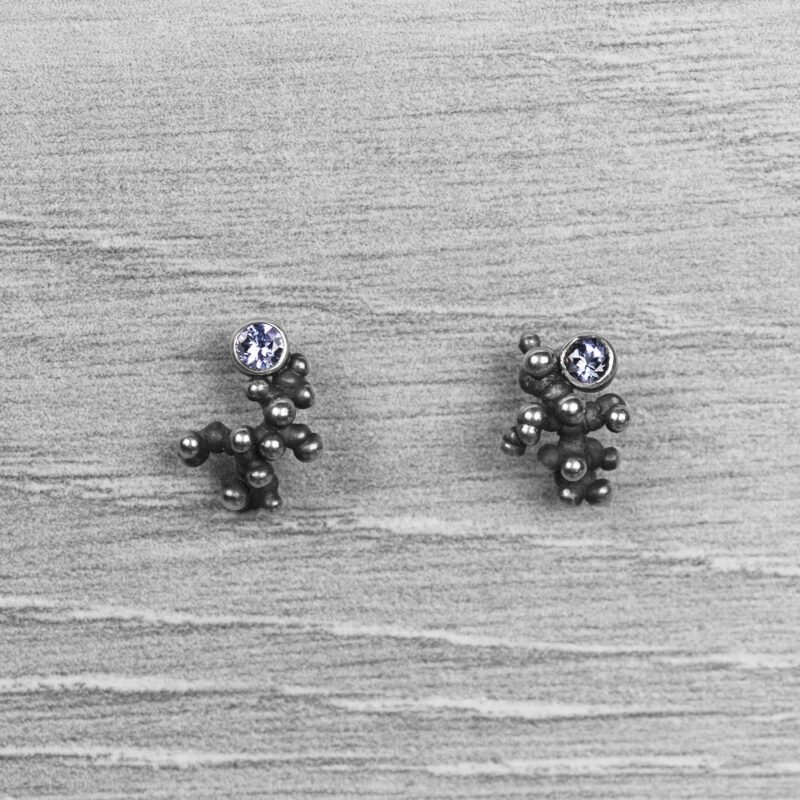 "Colony" Silver Earrings with Tanzanites - Image 2