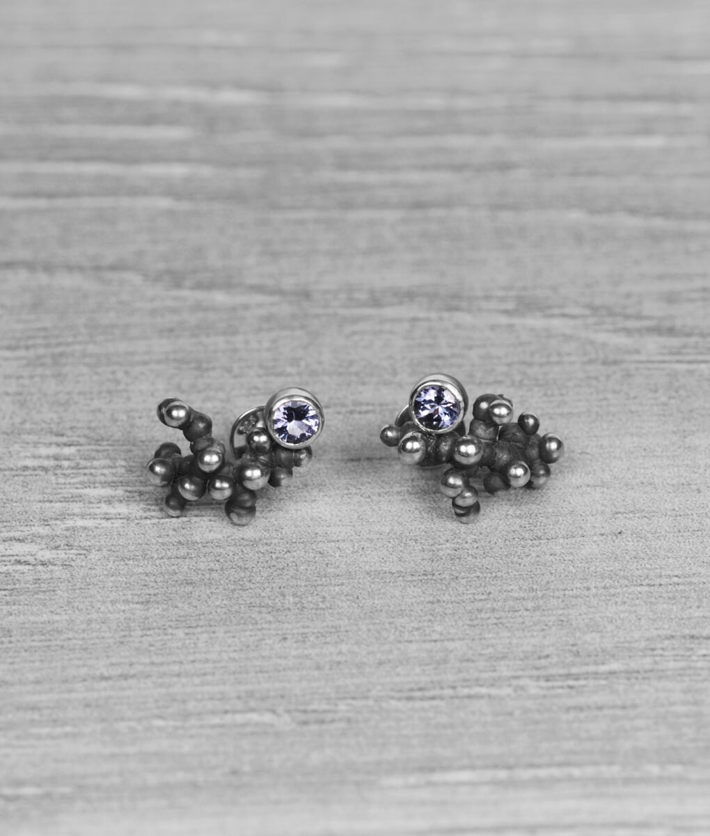 "Colony" Silver Earrings with Tanzanites - Image 4