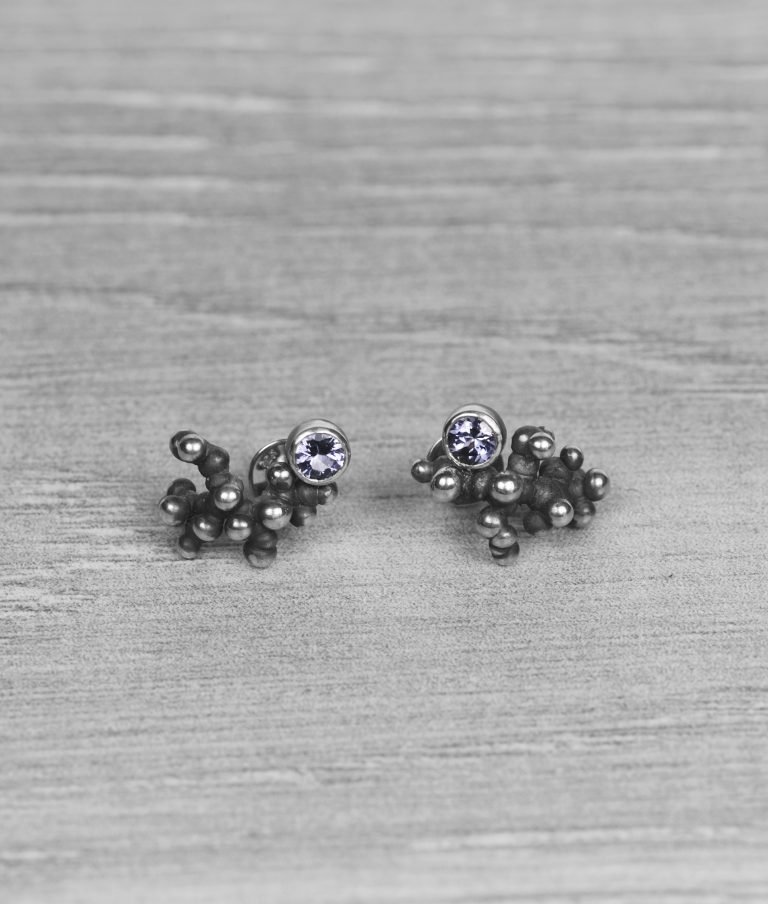"Colony" Silver Earrings with Tanzanites - Image 4
