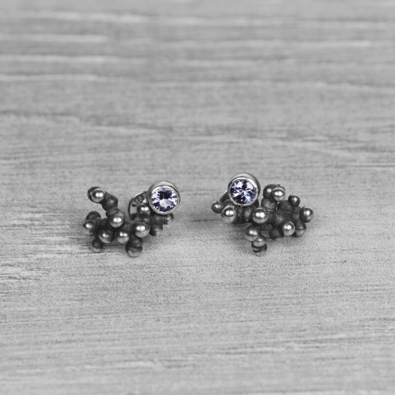 "Colony" Silver Earrings with Tanzanites - Image 4