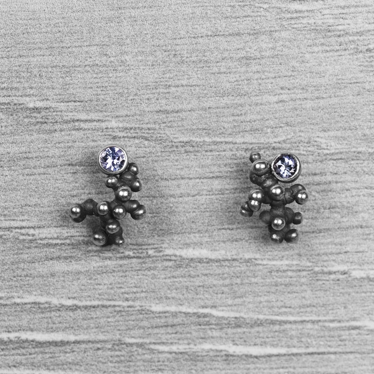"Colony" Silver Earrings with Tanzanites - Image 1